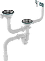 Aquant Сифон д/двойн разноур. моек 3 1/2х40 прямоточный, мет.реш, прям/круг перел, гт 40х40/50