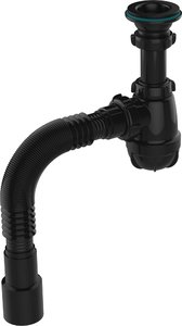Aquant Сифон для умывальника 1 1/4"х40 с чёрной мет.реш. с г.т. 40х40/50 BLACK