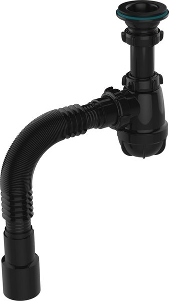 Aquant Сифон для умывальника 1 1/4"х40 с чёрной мет.реш. с г.т. 40х40/50 BLACK
