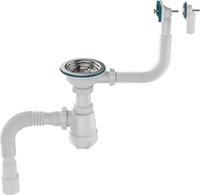 Aquant Сифон для мойки 3 1/2"х40 с мет.реш. с прямоуг/кругл переливами с г.т. 40х40/50