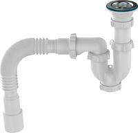 Aquant Сифон для кухни 1 1/2"х40 прямоточный с мет.реш. с г.т. 40х40/50