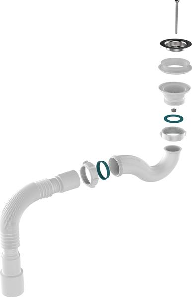 Aquant Сифон для душевого поддона 1 1/2"х40 с мет.реш. с г.т. 40х40/50