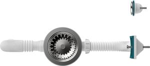 Aquant Сифон для мойки 3 1/2"х40 с мет.реш. с прямоуг/кругл переливами с г.т. 40х40/50
