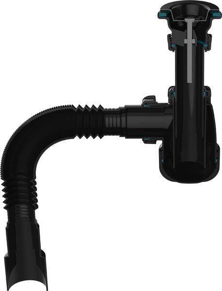 Aquant Сифон для умывальника 1 1/4"х40 с чёрной мет.реш. с г.т. 40х40/50 BLACK