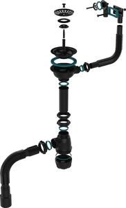 Aquant Сифон для мойки 3 1/2"х40 с чёрн мет.реш, прямоуг/кругл перелив, гт 40х40/50 BLACK