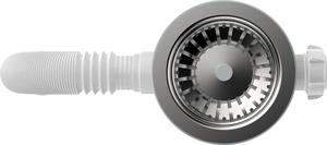 Aquant Сифон для мойки 3 1/2"х40 метал-пласт. с отводом под перелив с г.т. 40х40/50