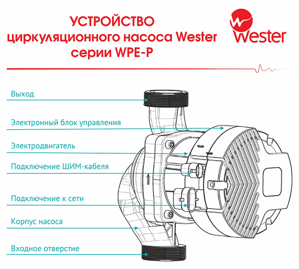 Wester Насос циркуляционный WPE 25-120 P (без гаек)